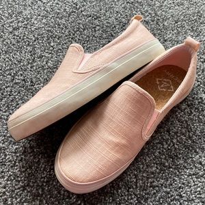 Sperry pink sparkle slip on shoes
